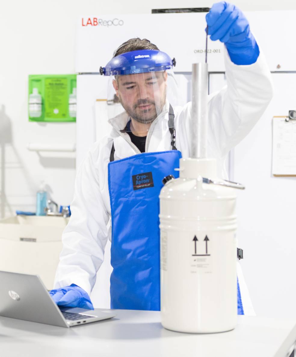 Biocair employee in the lab assembling