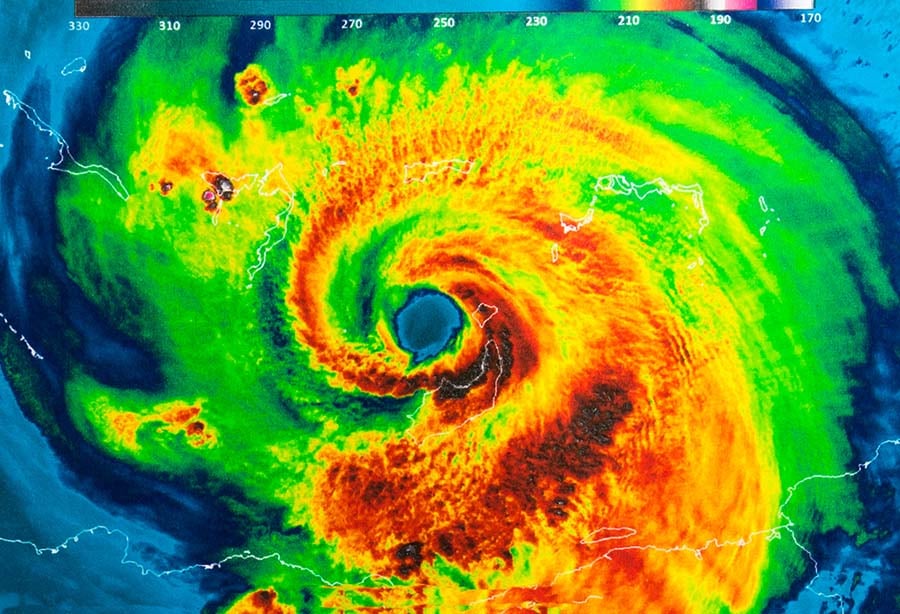 Infrared satellite imagery of hurricane 
