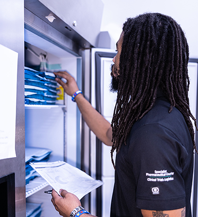 staff using warehouse freezer