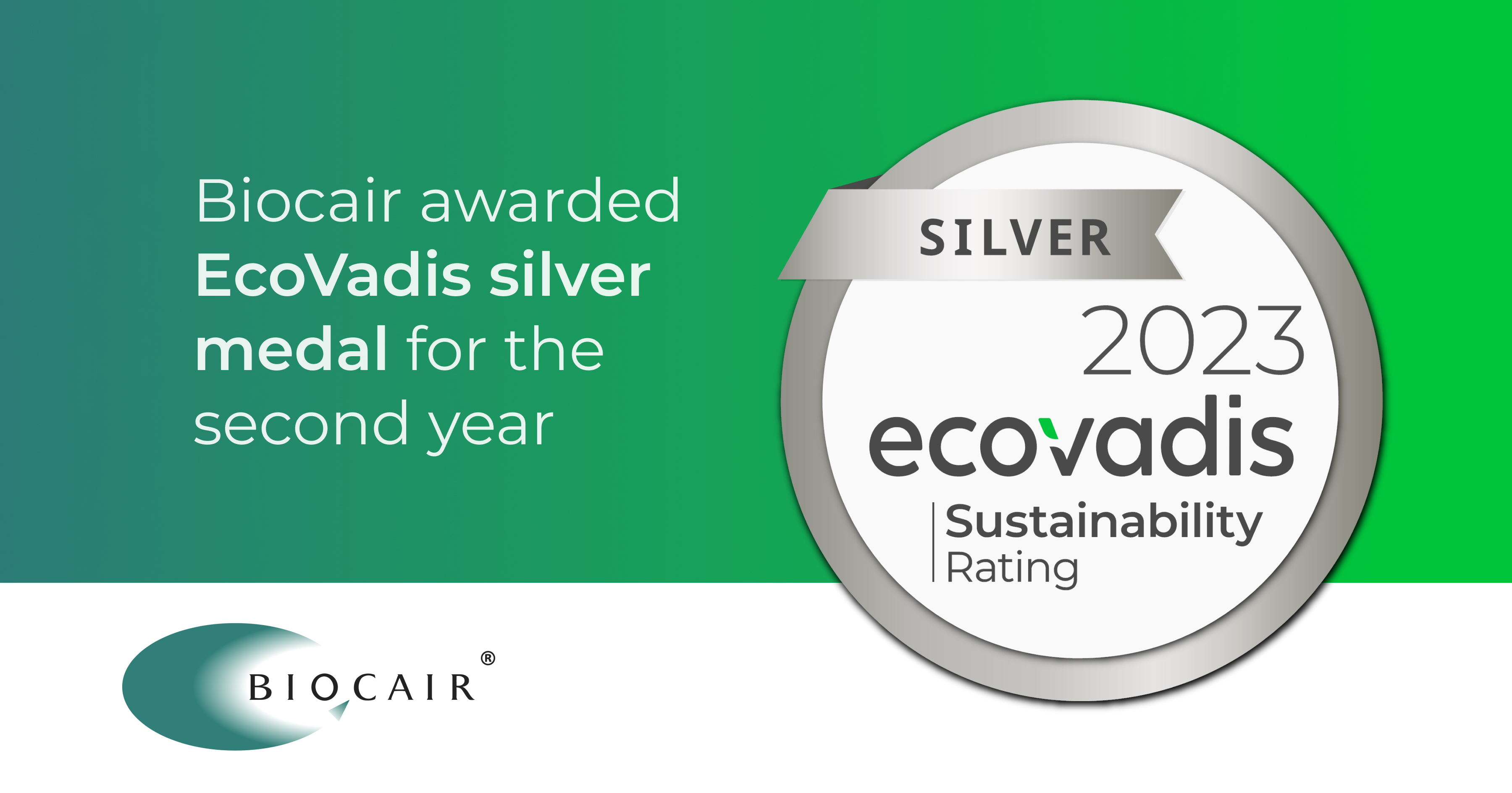 EcoVadis 2023 silver sustainability rating medal