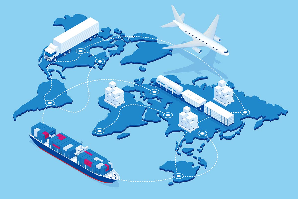 map showing global logistics